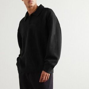 Fear of God Essentials New Knit Polo Sweater Black Large Oversized Minimalist
